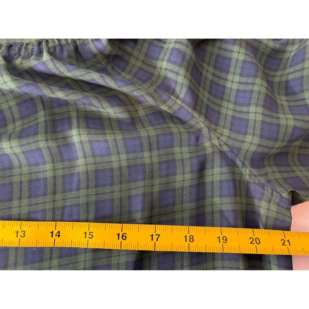 Talbots Womens Green Blue Plaid Off Shoulder Blouse Sz L Career Lightweight - Picture 6 of 10